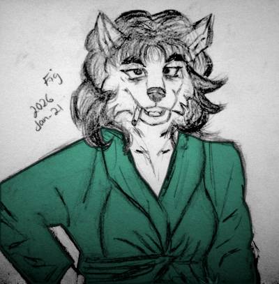  Mugshot of Fig after going to Tesco in an open bathrobe