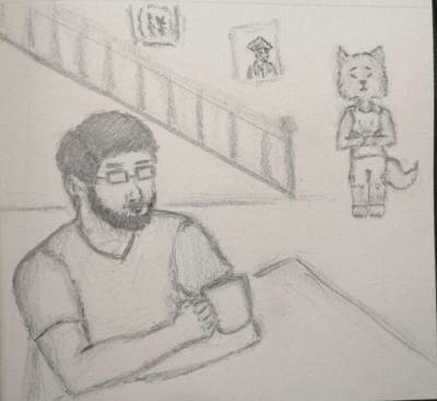 John Dow having a cup of coffee John Dow having a cup of coffee
